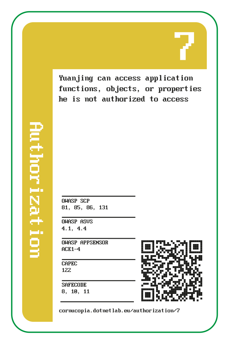 dotNET lab OWAS Cornucopia card 